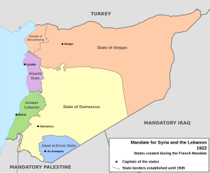 French Mandate for Syria and the Lebanon map en