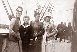 Grand Duchess Xenia (right) with brother Michael and cousins