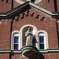 Immaculate Conception Convent Church (Oldenburg, Indiana) - exterior detail, statue of Saint Francis of Assisi