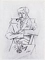 Jean Metzinger, 1911, Etude pour le portrait de Guillaume Apollinaire, Mine graphite sur papier vergé rose, 48 x 31.2 cm, Musée national d'Art moderne, Centre Georges Pompidou, Paris