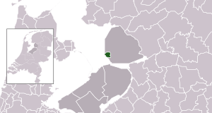 Highlighted position of Urk in a municipal map of Flevoland