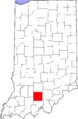 Map of Indiana highlighting Orange County