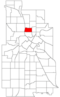 Location of Sheridan within the U.S. city of Minneapolis