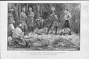 Mompunga, a Lushai chief, and Mr. Murray, Political Agent, taking the oath of friendship - ILN 1890