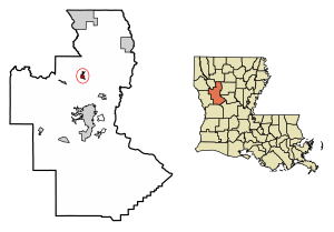 Location of Campti in Natchitoches Parish, Louisiana.