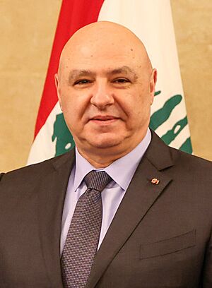 Nikos Christodoulides meets with Joseph Aoun (cropped).jpg