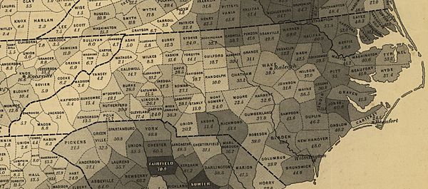 North Carolina Counties Slave Percent in 1860