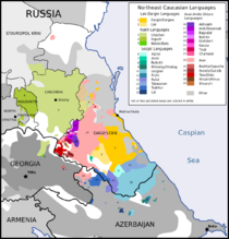 Northeast Caucasus languages map en