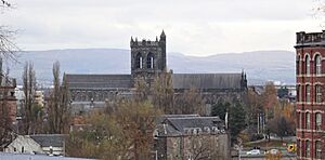 Paisley Abbey from Saucelhill Park, Renfrewshire