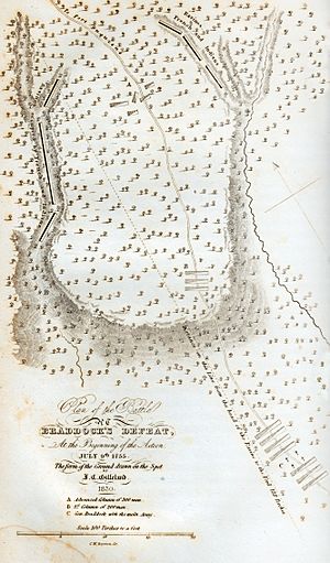 Plan of the Battle of Braddock's Defeat at the beginning of action July 9, 1755