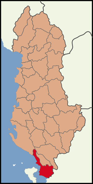 Map showing Sarandë District within Albania