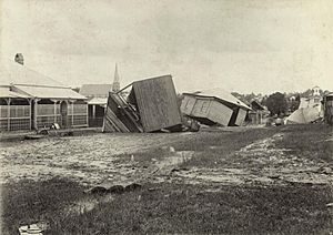 StateLibQld 1 254530 Wreckage caused by floods at the Congregational Church, Ipswich, 1893