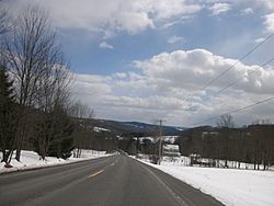 County Route 149 as it passes through the snowy landscape of the Town of Callicoon.