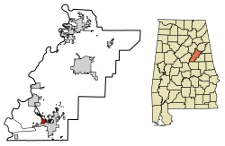 Location of Oak Grove in Talladega County, Alabama.