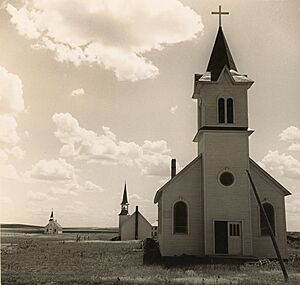 Three Churches of the High Plains, near Winner, South Dakota, 1938