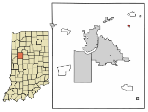 Location of Buck Creek in Tippecanoe County, Indiana.