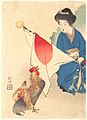 Totenko-Rooster Crows with hinomaru and lady by Takeuchi Keishu 1909 MET DP143126