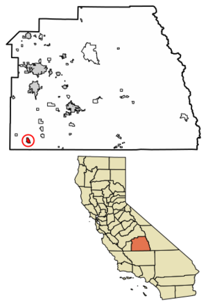 Location in Tulare County and the state of California