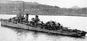 USS Radford (DD-446) steaming into Tulagi Harbour with 468 survivors form USS Helena (CL-50), 6 July 1943