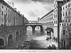 Vue de l'Hôtel-Dieu, prise du Petit Pont - c. 1830