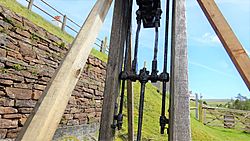 Wanlockhead beam engine, detail of the pumping gear, Scotland