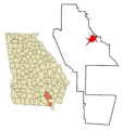 Ware County Georgia Incorporated and Unincorporated areas Waycross Highlighted