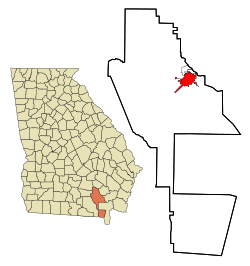 Location in Ware County and the state of Georgia