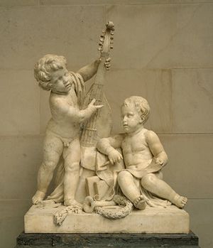 'Poetry and Music', marble sculpture by Claude Michel, 1774-1778, National Gallery of Art, Washington, D. C