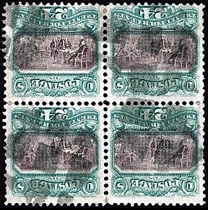1869 24c United States stamps with inverted centre