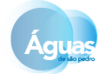 Two blue circles, one larger on the left, beneath the words Águas, that is written in large letters, and de são pedro, written with very small letters under the word Águas