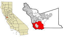 Location of Fremont in Alameda County, California.