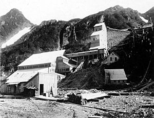 Alaska Perseverance Co mine and buildings, Silverbow Basin near Juneau, Alaska, August 21, 1910 (COBB 271)