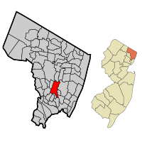 Location of Hackensack within Bergen County, New Jersey.