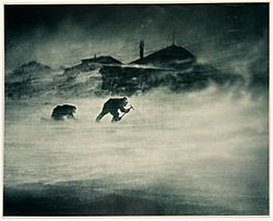 Blizzard at Cape Denison ~ Cape Denison, Antarctica, c. 1912. Frank Hurley. carbon print (6433918107)