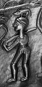 Boar-helmeted figure on the Gundestrup Cauldron