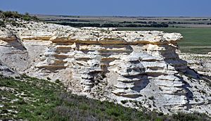Chalk badlands (Niobrara Formation, Upper Cretaceous; chalk bluffs south of Castle Rock, Gove County, Kansas, USA) 7 (38417957134).jpg