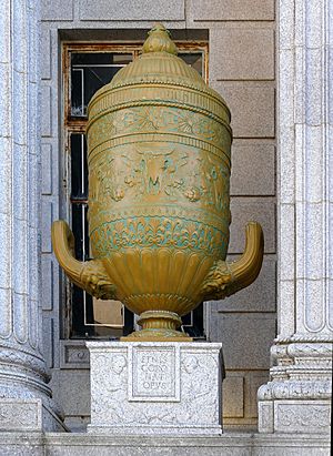 City National Bank, Galveston -- closeup of giant urn