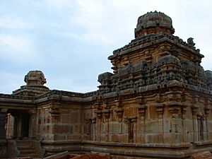 Close up of a dravidian style shrine in Panchakuta Basadi at Kambadahalli