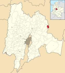 Location of Tibirita inside Cundinamarca Department of Colombia