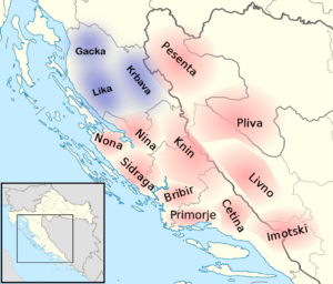 Croatia Counties 10th century with Gacka, Krbava, Lika