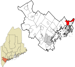 Location in Cumberland County and the state of Maine.