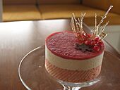 Eggnog mousse cake with almond dacquoise.jpg