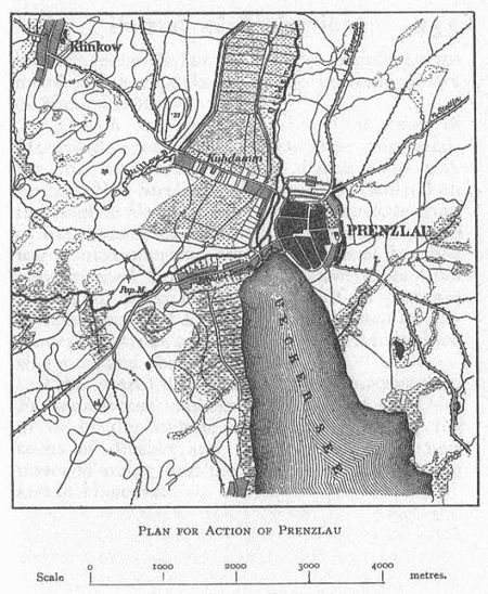 F L Petre Battle of Prenzlau Map