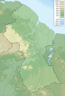 Location of Mainstay Lake in Guyana