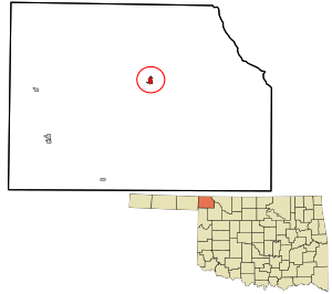 Location in Harper County and the state of Oklahoma.