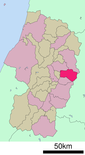 Location of Higashine in Yamagata Prefecture