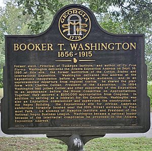 Historical marker for Booker T. Washington in Piedmont Park