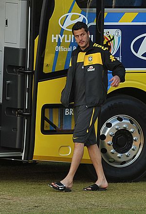 Júlio Cesar after Brazil national team training at Randburg High School 2010-06-06