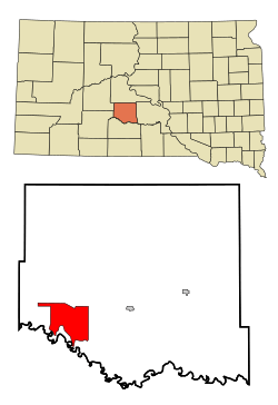 Location in Jones County and the state of South Dakota