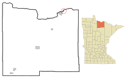 Location of the city of Ranierwithin Koochiching County, Minnesota